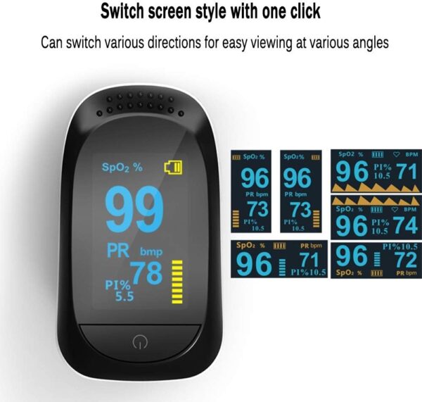 WHOJS Fingertip Pulse Oximeter Multifunctional monitor OLED dual color display Pulse sensor Adults and children Sleep monitoring Oxygen - Image 5