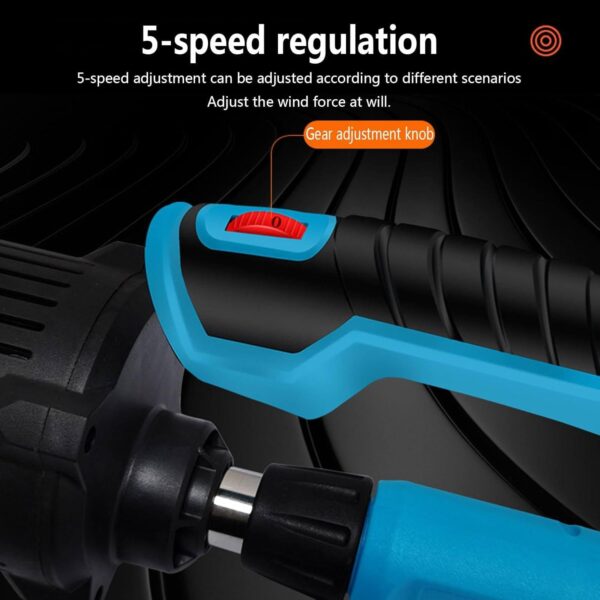 600W Electric Blower + Five-Gear Adjustment, Portable Handheld Brushless Leaf Blower + 2 Battery & Charger, for Lawn Care, Yard, Grass, Patio - Image 4
