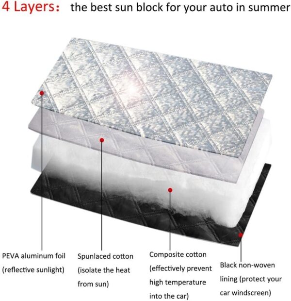 WeFine Heavy Duty Windscreen Protector - Frost, Snow, Ice, Sun, UV, Dust, Water Resistant - Perfect Fit for Cars & SUVs (145x100cm) - Image 5