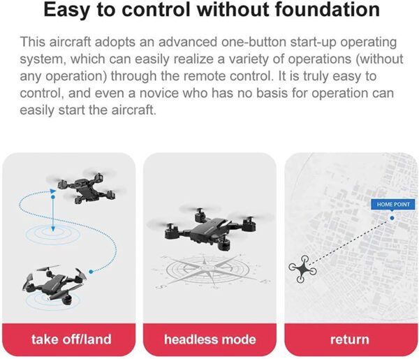 TsoLay 4K Drone, Remote Control Aircraft HD Aerial Four-axis Aircraft with Dual cameras, Foldable 15 Mins Flight Time Allow Gesture Photo, Optical flow positioning fixed point, for Beginners - Image 4