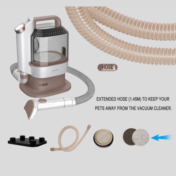 Pet Hair Vacuum, Dog Shedding Brush with 7 Pet Grooming Tools, 12Kpa Low Noice Dog Grooming Vacuum Kit with 3.2L Capacity Dust Box, for Dogs Cats and Other Animals - Image 8