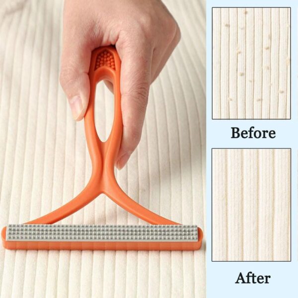 Pet Hair Remover, Carpet Scraper Tool, Dog and Cat Hairbrush, Reusable Remove Fuzz, Hair Lint Remover for Sofa, Car, Stairs, Bed - (Orange) - Image 5