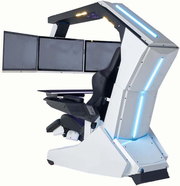 CSTAL Luxury Video Gaming Chair, High-Back Swivel Chair, Computer Table And Chair, Tilt Lock + Lumbar Support + Adjustable Backrest, for 3 Screens Ceiling RGB - Image 2