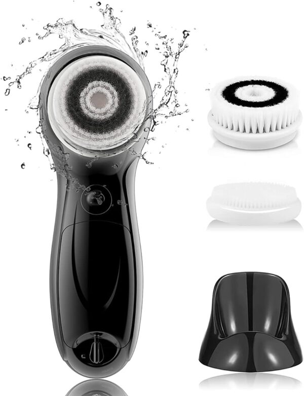 TOUCHBeauty Facial Cleansing Brush for Men, Face Cleansing Brush Electric with Stand, 3 Brush Heads, 2 Speeds, IPX5 Waterproof, Battery-Powered, Suitable for All Skin Types, AG-0759M - Image 2