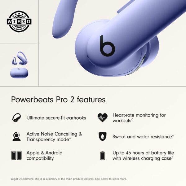 Beats Powerbeats Pro 2 Wireless Bluetooth Earbuds – Noise Cancelling, Heart-Rate Monitor, IPX4, Up to 45 Hours Battery & Wireless Charging Case, works with Apple & Android - Hyper Purple - Image 3