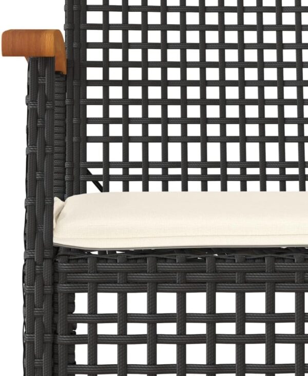 WKIEQACO Outdoor Outdoor Furniture Sets,4 Piece Garden Dining Set with Cushions Black Poly Rattan - Image 6