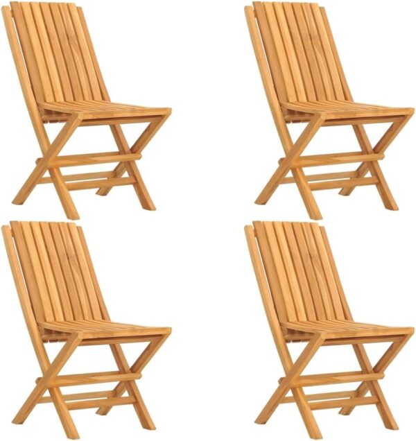 Homgoday 5 Piece Solid Teak Wood Garden Dining Set Outdoor Garden Table Chairs, Table with Outdoor Chairs, Outdoor Tables and Chairs - Image 5