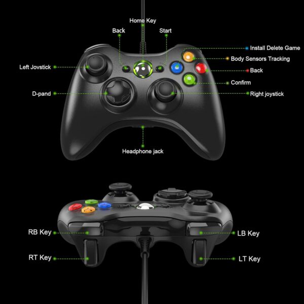 Diswoe Controller for Xbox 360, PC Controller Wired Controller for Xbox 360/Xbox 360 Slim/PC Win7/8/10/XP Xbox 360 Joystick Gamepad with USB Cable - Image 5
