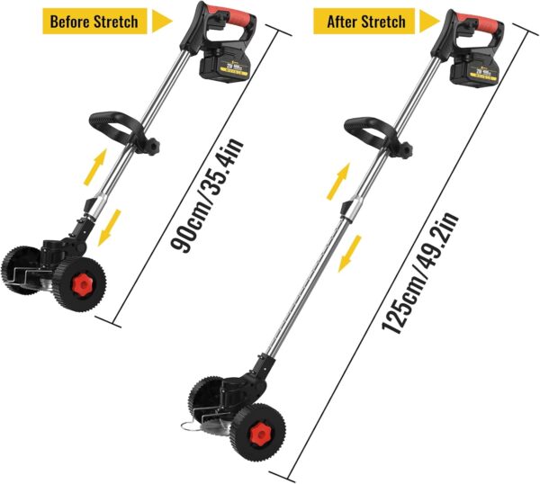 Cordless Strimmer Garden Strimmer with 4 Blades, 2 x 21V 4.0Ah Battery Strimmer Adjustable Retractable Electric Strimmer, Grass Trimmer for Yard, Garden, Sidewalk Edges Light Work (Black) - Image 3