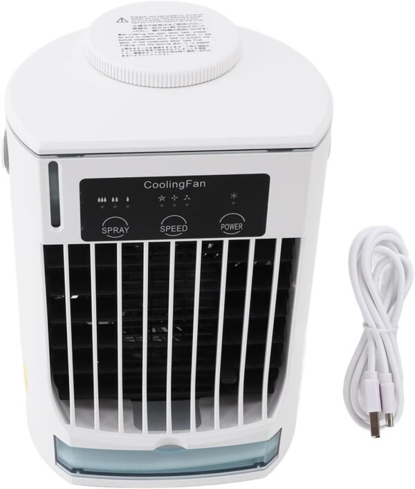 Portable Air Conditioners, Personal Evaporative Air Cooler Fan, 3 Wind Speed USB Desktop Cooling Fan with 500ml Water Tank for Room Office - Image 8
