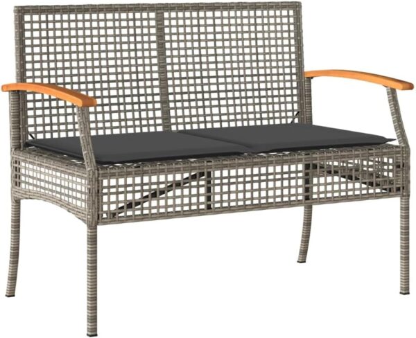 Homgoday 5 Piece Garden Dining Set with Cushions Grey Poly Rattan,Garden Furniture Set Dining Table and Chairs Stools Patio Dining SetSZ-4 - Image 5