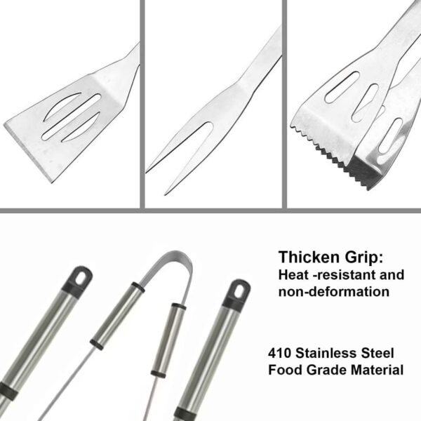 MYJ 3 PCS Stainless Steel BBQ Tools Set Superior Solid with Long Handles Featuring Fork Tongs Turner for Barbecue & Grilling BBQ Lovers Family and Friends-Best Barbecue Set for Outdoor Barbecue - Image 3