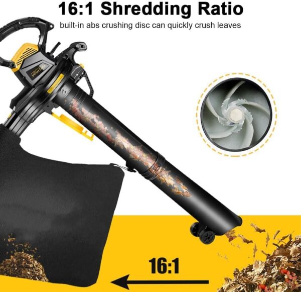 Electric Garden Blower and Vacuum, 3800W Garden Leaf Blower & Vacuum Shredder with 40LCollection Bag, 16:1 Shredding Ratio, for Blowing Leaves, Chips, Dust, Debris - Image 5