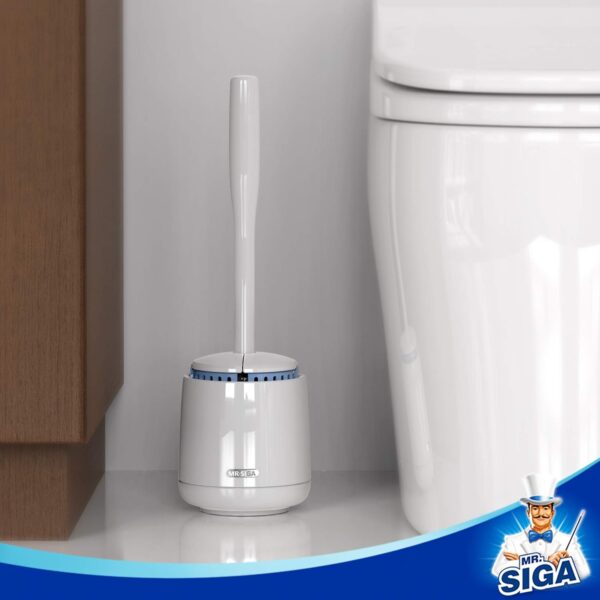 MR.SIGA Toilet Bowl Brush and Holder, Premium Quality, with Solid Handle and Durable Bristles for Bathroom Cleaning, White, 1 Pack - Image 7