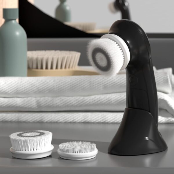 TOUCHBeauty Facial Cleansing Brush for Men, Face Cleansing Brush Electric with Stand, 3 Brush Heads, 2 Speeds, IPX5 Waterproof, Battery-Powered, Suitable for All Skin Types, AG-0759M - Image 9