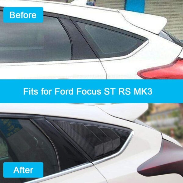 Rear Side Window Louvers,Carbon Fiber Style Rear Window Louver Shutter Vent Fits for Ford Focus ST RS MK3 - Image 4