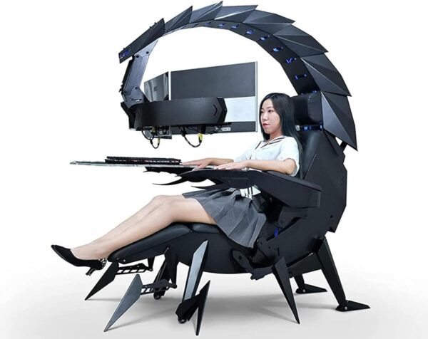CSTAL Adjustable Swivel Bionic Gaming Chair, Integrated Computer Space Capsule Chair, Ergonomic High Comfort E-Sports Chair, with LED Support 5 Screens - Image 7
