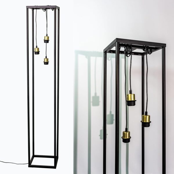 Osasy Squares Metal Floor lamp,Industrial Floor lamp for Living Room,Farmhouse Black Standing Lamp Floor Light - Image 5