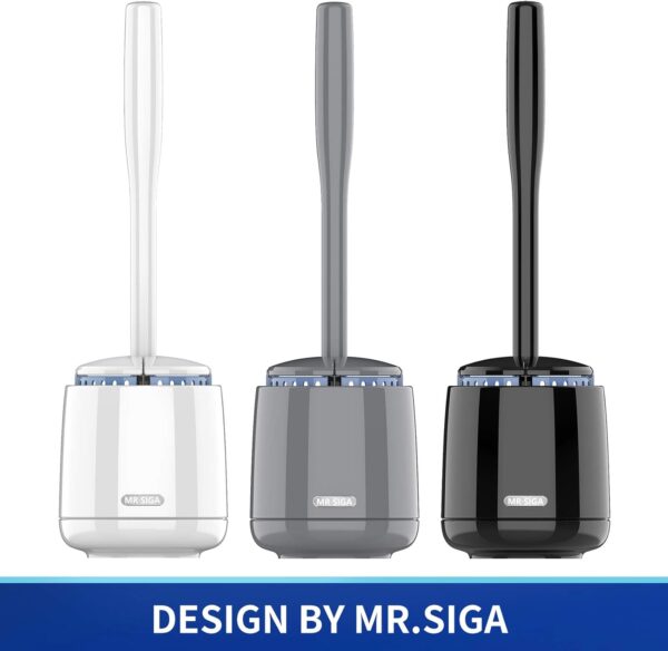 MR.SIGA Toilet Bowl Brush and Holder, Premium Quality, with Solid Handle and Durable Bristles for Bathroom Cleaning, White, 1 Pack - Image 3