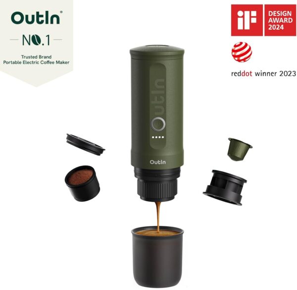 OutIn Nano Portable Electric Espresso Machine, Travel Coffee Maker for Camping, Car Coffee Maker Self-Heating with USB-C, With Ground Coffee & NS Capsule for RV, Hiking, Office - Image 3