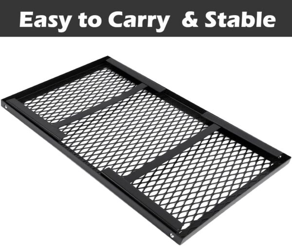 CADARA Folding Campfire Grill Heavy Duty Steel Grate with Legs Portable Over Fire Camp Grill for Outdoor Cooking, Black (21.6" x 11.8") - Image 5
