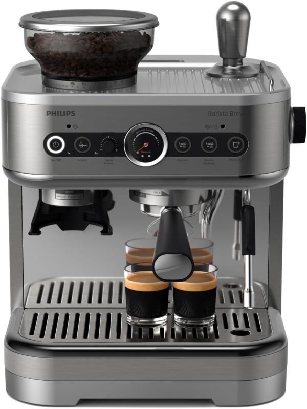 Philips Barista Brew Espresso Machine - Intuitive Guidance. Calibrated Tamping. Elegant Design. 280g Dual Bean Container. Semi Automatic Espresso Machine. Metal Silver (PSA3228/01) - Image 2