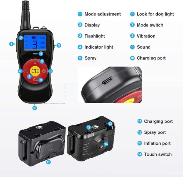 Anti Barking Collar with 2600ft Remote Control, SOYAO Dog Training Collar with Vibration & Spray & Sound, Anti Bark Collar for Small Medium Large Dog - Image 7