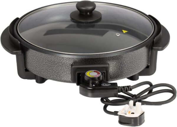 Quest 35410 30cm Multi-Function Electric Cooker Pan with Lid/Adjustable Thermostatic Control/Non-Stick Aluminium / 30 x 30cm Surface/Detachable Power Cable For Serving - Image 2