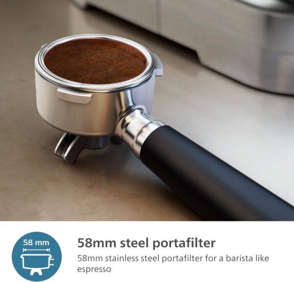 Philips Barista Brew Espresso Machine - Intuitive Guidance. Calibrated Tamping. Elegant Design. 280g Dual Bean Container. Semi Automatic Espresso Machine. Metal Silver (PSA3228/01) - Image 4