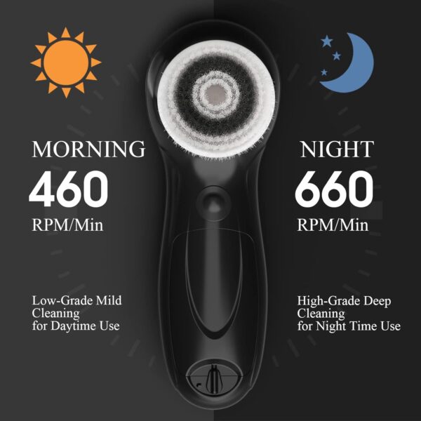 TOUCHBeauty Facial Cleansing Brush for Men, Face Cleansing Brush Electric with Stand, 3 Brush Heads, 2 Speeds, IPX5 Waterproof, Battery-Powered, Suitable for All Skin Types, AG-0759M - Image 7