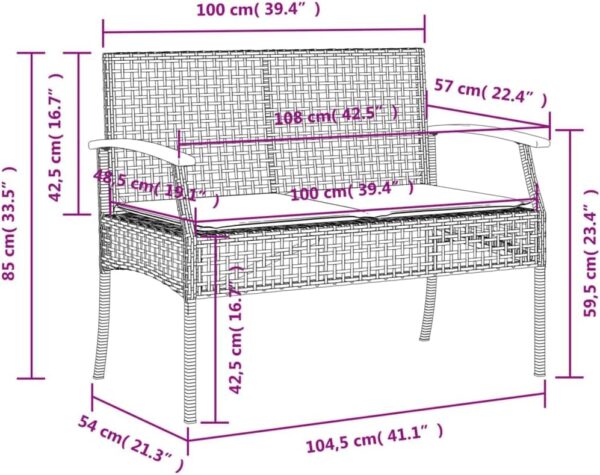 WKIEQACO Outdoor Outdoor Furniture Sets,4 Piece Garden Dining Set with Cushions Black Poly Rattan - Image 11