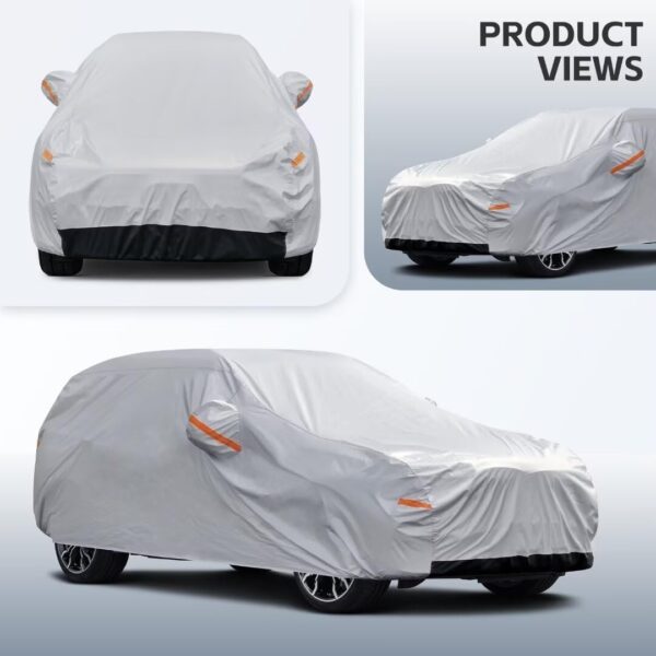 GUNHYI 6 Layers Heavy Duty Suv Car Cover Waterproof 100%, Custom Fit For Audi Q5(2008-2024), All Weather Outdoor Car Cover Sun Rain Dust Protection, With Zip And Cotton Lined, Silver - Image 8