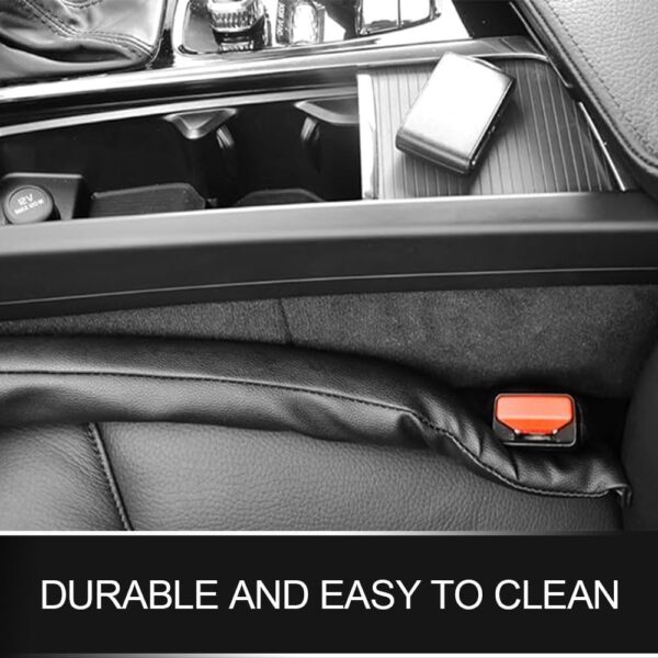 2 PCS Black PU Leather Car Seat Gap Filler, Universal Accessory,Car seat gap filler pad,Seat Gap Soft Pad for Car Seat, Universal Gap Filler Pad Slot Plug Cover Pad for Most Models of Cars - Image 4
