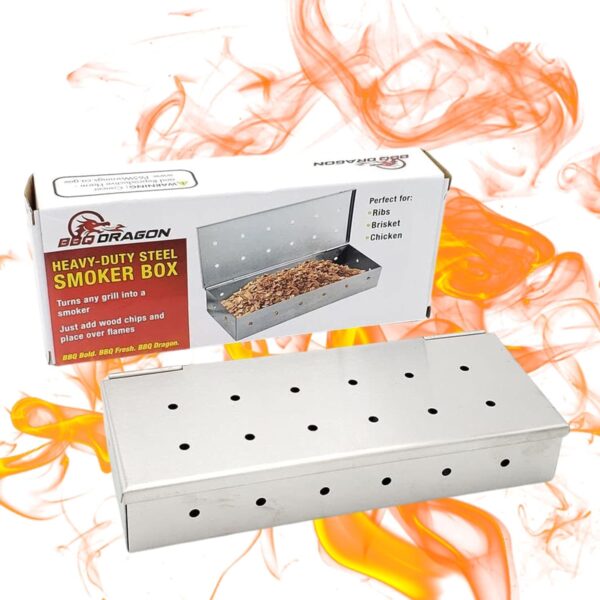BBQ Dragon Smoker Box for Gas Grilling - Heavy-Duty Stainless Steel Smoker Box with Hinged Lid - Large Smoke Box for Gas Grill & Charcoal Grills - Premium Grill Smoker Box for Authentic BBQ Flavor - Image 2