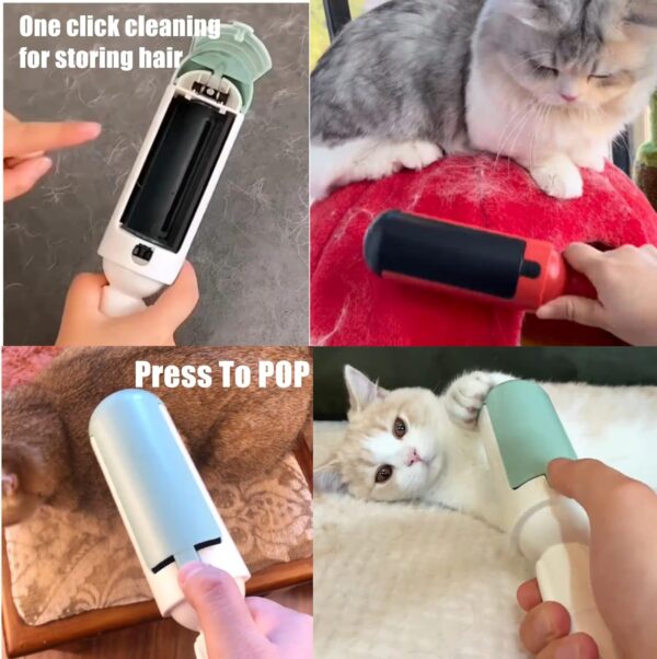 2Pcs Pet Hair Remover Roller, Reusable Cat And Dog Hair Remover Brush, Washable Lint Brush Pet Fur Remover Sticky Lint Rollers for Carpet Clothes Furniture Bedding Laundry Sofa (Red+Green) - Image 4