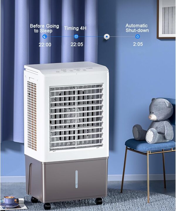 Evaporative Air Cooler Fan 50L Large Water Tank 3 Speeds Remote Control 7.5H Timer for Efficient Cooling - Image 7