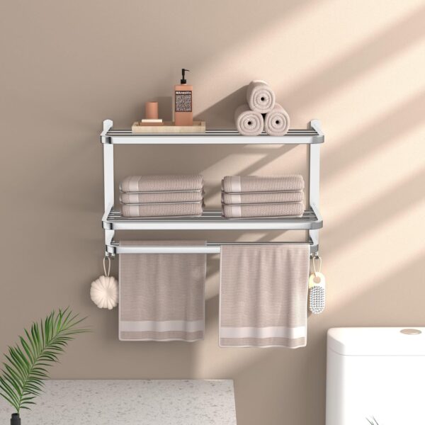 DDS-DUDES 3-Tier Towel Racks for Bathroom with Towel Bars Multilayer Hotel Towel Shelf Stainless Steel Wall-Mounted Brushed Finish Holder with Towel Shelves 23.6 Inches - Image 7