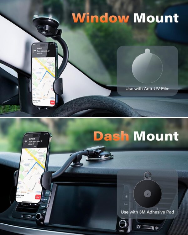 APPS2Car Car Phone Holder - Windshield Mount, Strong Suction, Compatible for 4.7-6.8" iPhone 14/13/12 Pro Max, Samsung S22+ - Image 3