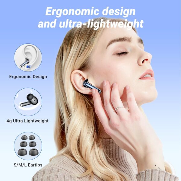 Wireless Earbuds Bluetooth 5.3 Headphones in Ear with 4 ENC Noise Cancelling Mic 2025 New Ear buds 42h Playtime HiFi Stereo Deep Bass Earphones LED Display Bluetooth Earbuds IP6 Waterproof USB-C Black - Image 6