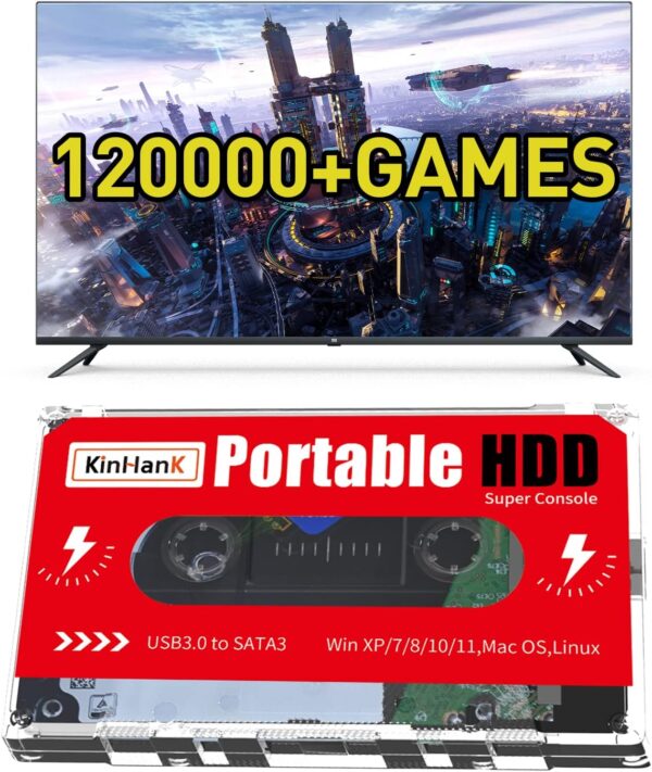 Kinhank 2TB External Hard Drive, Retro Game Console with 120000+ Games, Batocera 33 Emulator Console for Laptop/PC/Windows/Mac OS, Compatible with Most Emulators, USB 3.0 - Image 2