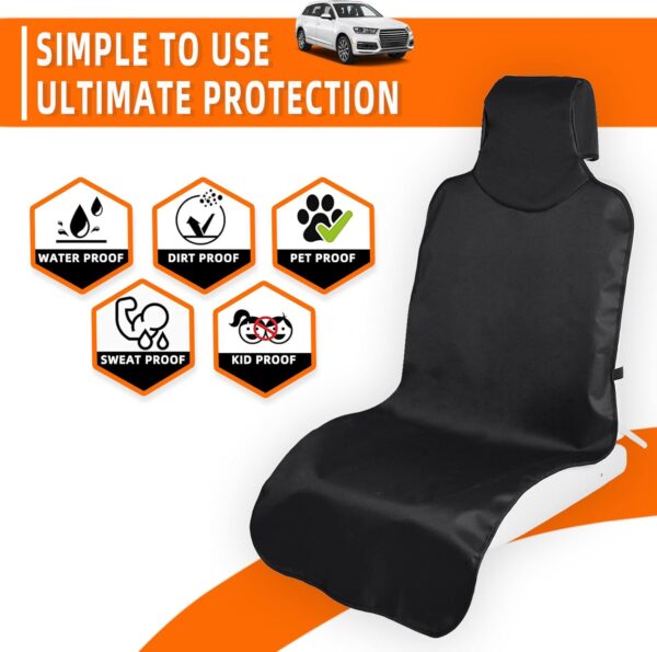 TANYOO Waterproof Car Seat Covers, 2 Pieces Waterproof Nylon Seat Cover, Heavy Duty Black Front Seat Cover, Universal Cover for Most Car (Black) - Image 6