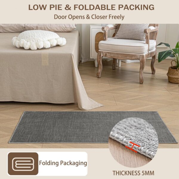 Evitany Small Grey Bedroom Rug Anti-Slip Soft Rugs Washable Area Rugs for Bedroom Kitchen Lounge(Dark Grey,60x90 cm) - Image 5