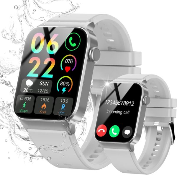 VKROBAG Smart Watch for Men Women Answer/Make Calls, 1.85" HD Smart Watches with 110+ Sport Modes, Fitness Watch with Heart Rate Sleep Monitor, IP68 Waterproof Smartwatch for Android iOS, Grey - Image 2