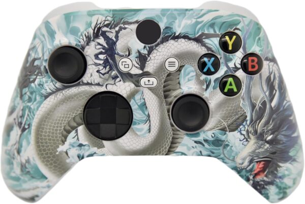 Hand Airbrushed Fade Custom Controller Compatible with Xbox Series X/S & Xbox One (Series X/S White Dragon) - Image 2