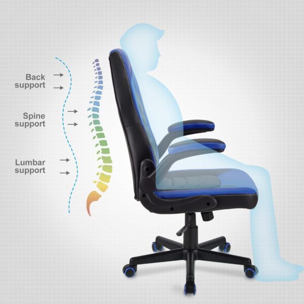 WangPangzi Gaming Chair Office desk chair,Adjustable Computer Chair PC Chairs Ergonomic High Back Office Racing Chair with Armrest,Swivel Leather Desk Chairs(Blue) - Image 8