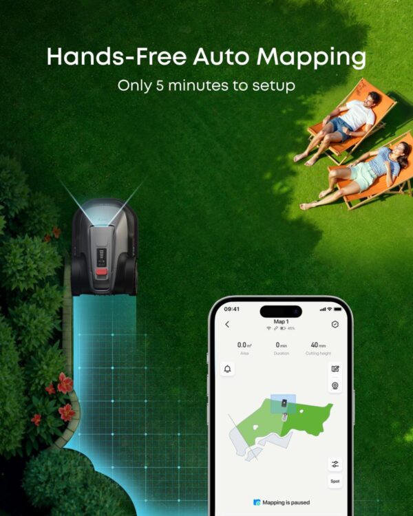 eufy Robot Lawn Mower E15, No Wire, No RTK, No Signal Issue, Hands-Free Auto Mapping, Precise Obstacle Avoiding, Reliable Lawn Maintenance, Worry-Free Experience - Image 6