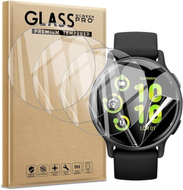 WFTE Screen Protector for Garmin Vivoactive 6 / Garmin Vivoactive 5 GPS 42MM, [4-Pack] Flexible TPU Film Screen Protector [Full Coverage] [HD Clear] [Bubble Free] Ultra-thin TPU Soft Film-size - Image 2