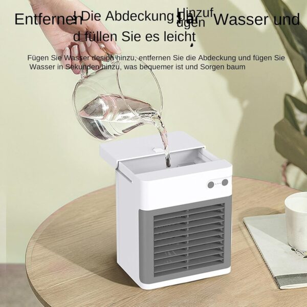 Rechargeable Evaporative Air Cooler - Portable Air Conditioner Fan, Wireless Air Cooling Fan, Colour LED Light with 3 Wind Speeds, 900 ml Water Tank, Personal AC Unit - Image 7