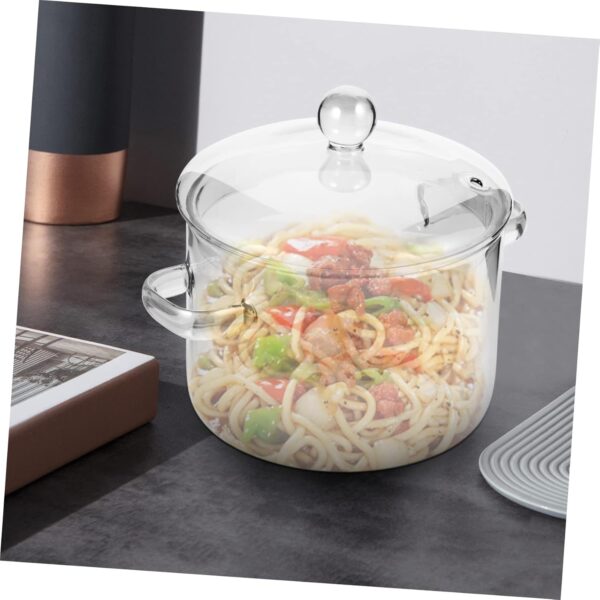 Cabilock Home Cooking Pot Glass Stew Pot Lid High Borosilicate Instant Noodle Pot Double Handle 1500ml - Image 7