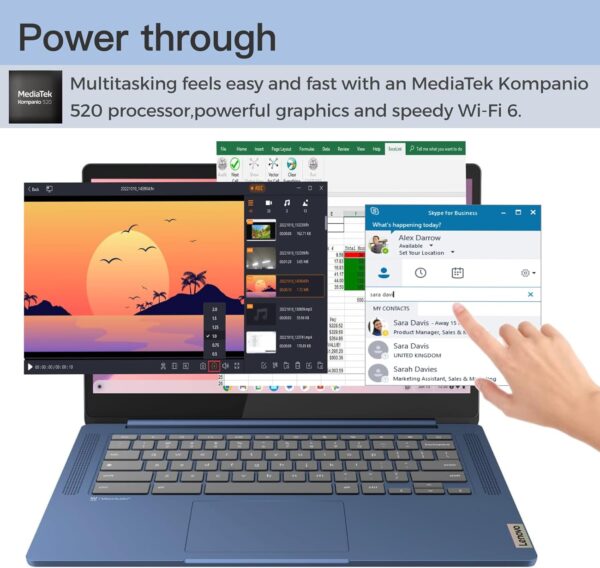 Lenovo Slim 3 Chromebook Laptop for Business Student, 14'' FHD Touchscreen, 8-Core MediaTek Kompanio 520 Processor, 4GB RAM, 64GB eMMC, 128GB Micro SD Card, Wi-Fi6, Bluetooth, Chrome OS - Image 3
